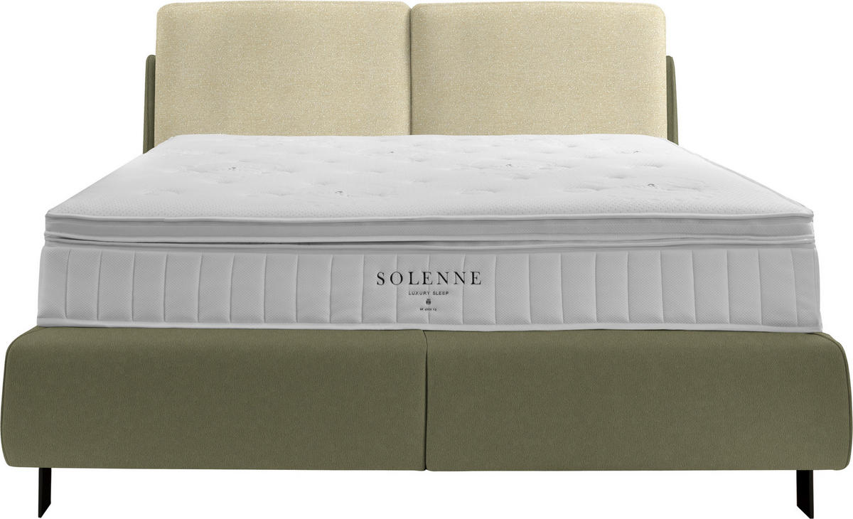 BOXSPRINGBETT 160/200 cm  in Creme, Olivgrün  - Creme/Schwarz, Design, Textil/Metall (160/200cm) - Johann Jakob