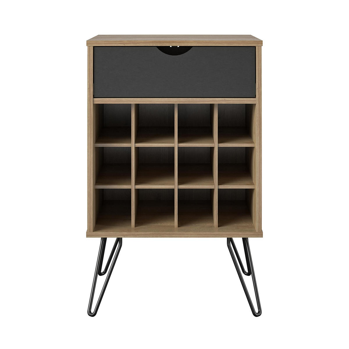 WEINREGAL 51/80/45 cm  - Eichefarben/Schwarz, Design, Holzwerkstoff/Metall (51/80/45cm) - MID.YOU
