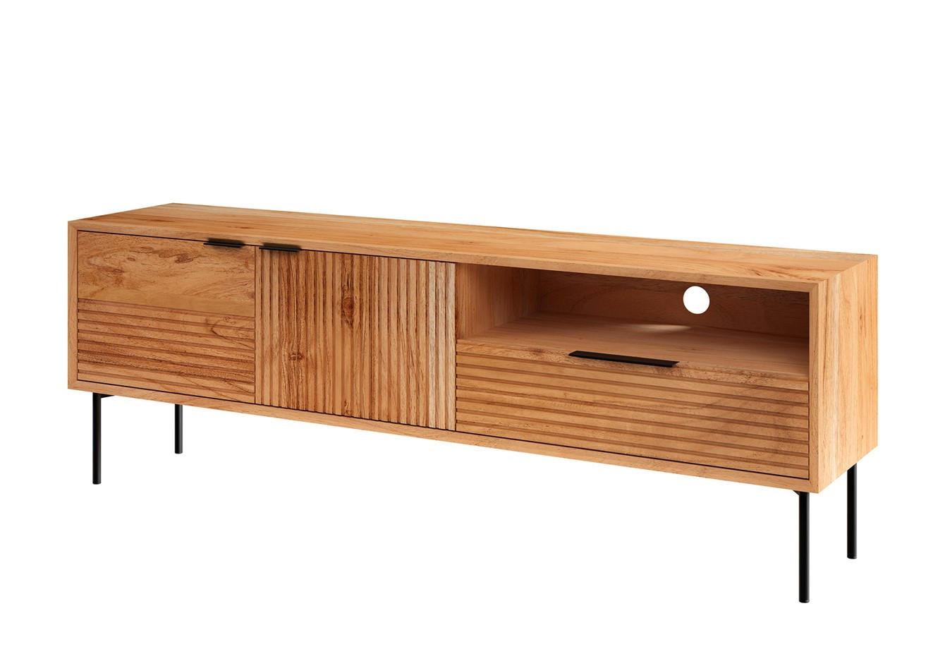 LOWBOARD DOHA  in 180/63/42 cm  - Schwarz/Naturfarben, KONVENTIONELL, Holz/Metall (180/63/42cm) - Livetastic
