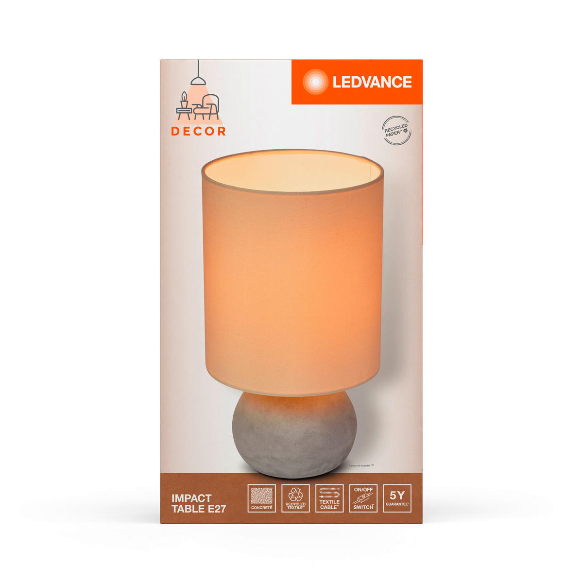 TISCHLEUCHTE 22/38 cm   - Beige/Grau, Natur, Stein (22/38cm) - Ledvance