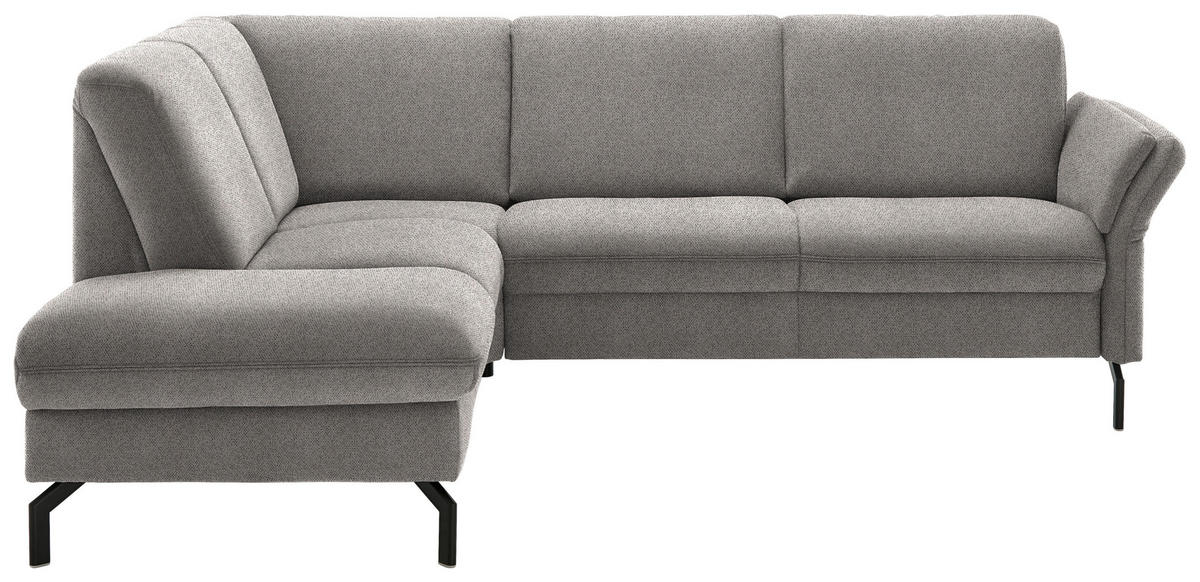 ECKSOFA  in Flachgewebe Graubraun  190/241 cm  - Graubraun/Schwarz, KONVENTIONELL, Textil/Metall (190/241cm) - Beldomo Comfort