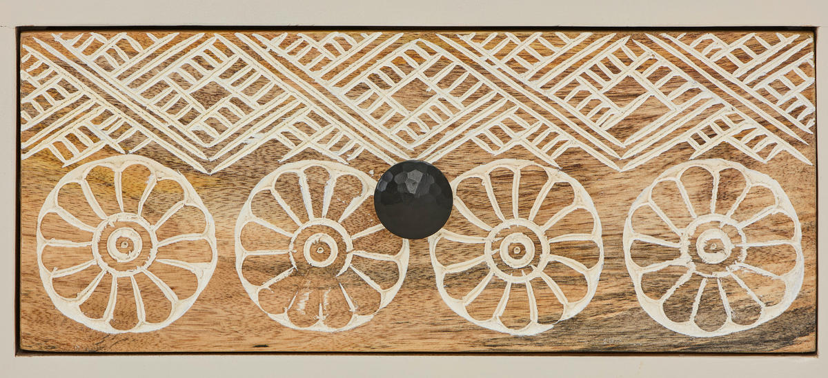 NACHTSCHRANK 40/55/35 cm Mangoholz vollmassiv  - Goldfarben/Schwarz, LIFESTYLE, Holz/Metall (40/55/35cm) - Landscape