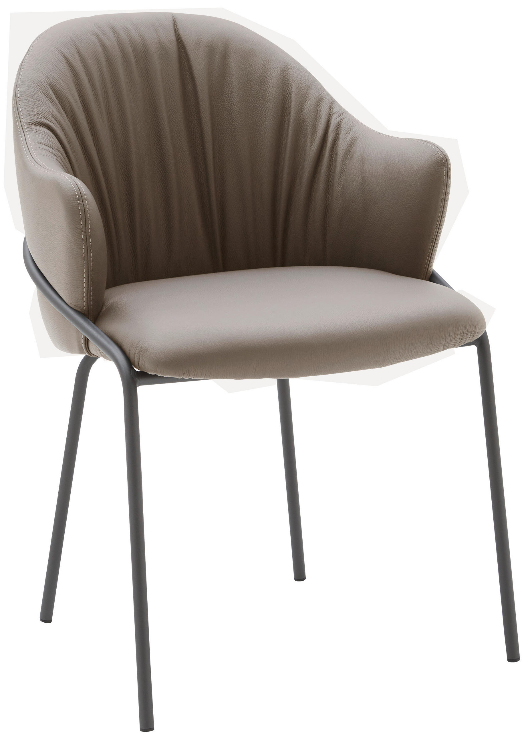 ARMLEHNSTUHL  in Echtleder pigmentiert  - Taupe/Anthrazit, Design, Leder (55/84/55cm) - Emilio Belluti