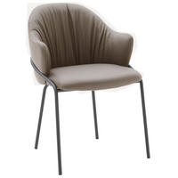 ARMLEHNSTUHL  in Echtleder pigmentiert  - Taupe/Anthrazit, Design, Leder (55/84/55cm) - Emilio Belluti
