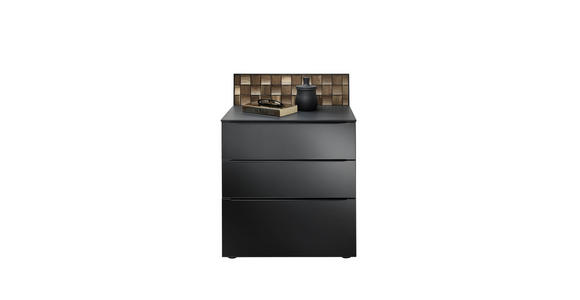 NACHTKÄSTCHEN 58/62,5/40 cm in massiv Eiche Anthrazit, Schwarz, Eiche dunkel - Eiche dunkel/Anthrazit, Design, Glas/Holz (58/62,5/40cm) - Dieter Knoll