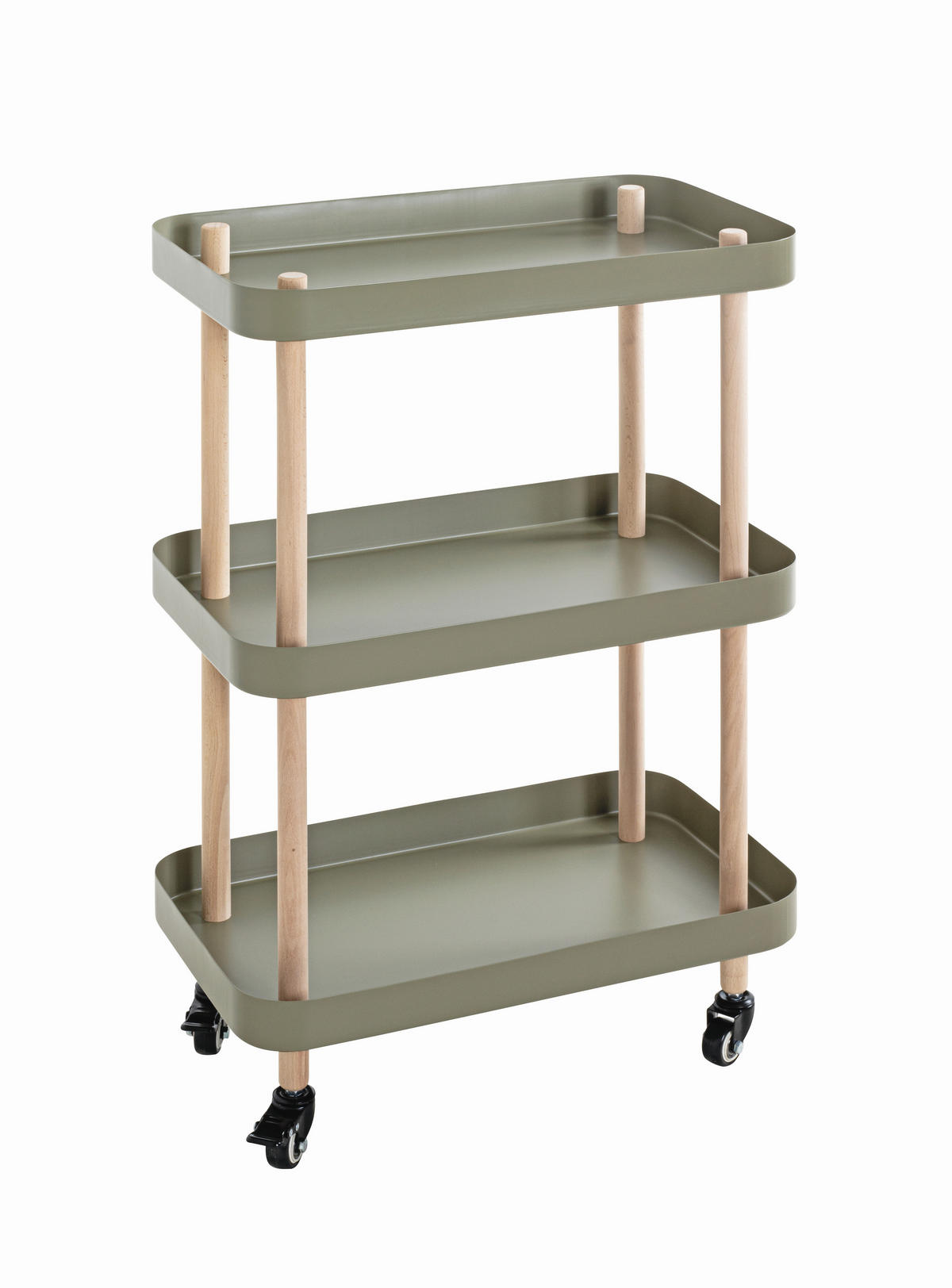 SERVIERWAGEN Buche massiv Grün, Naturfarben, Buchefarben  - Buchefarben/Naturfarben, MODERN, Holz/Metall (50/30/76cm)