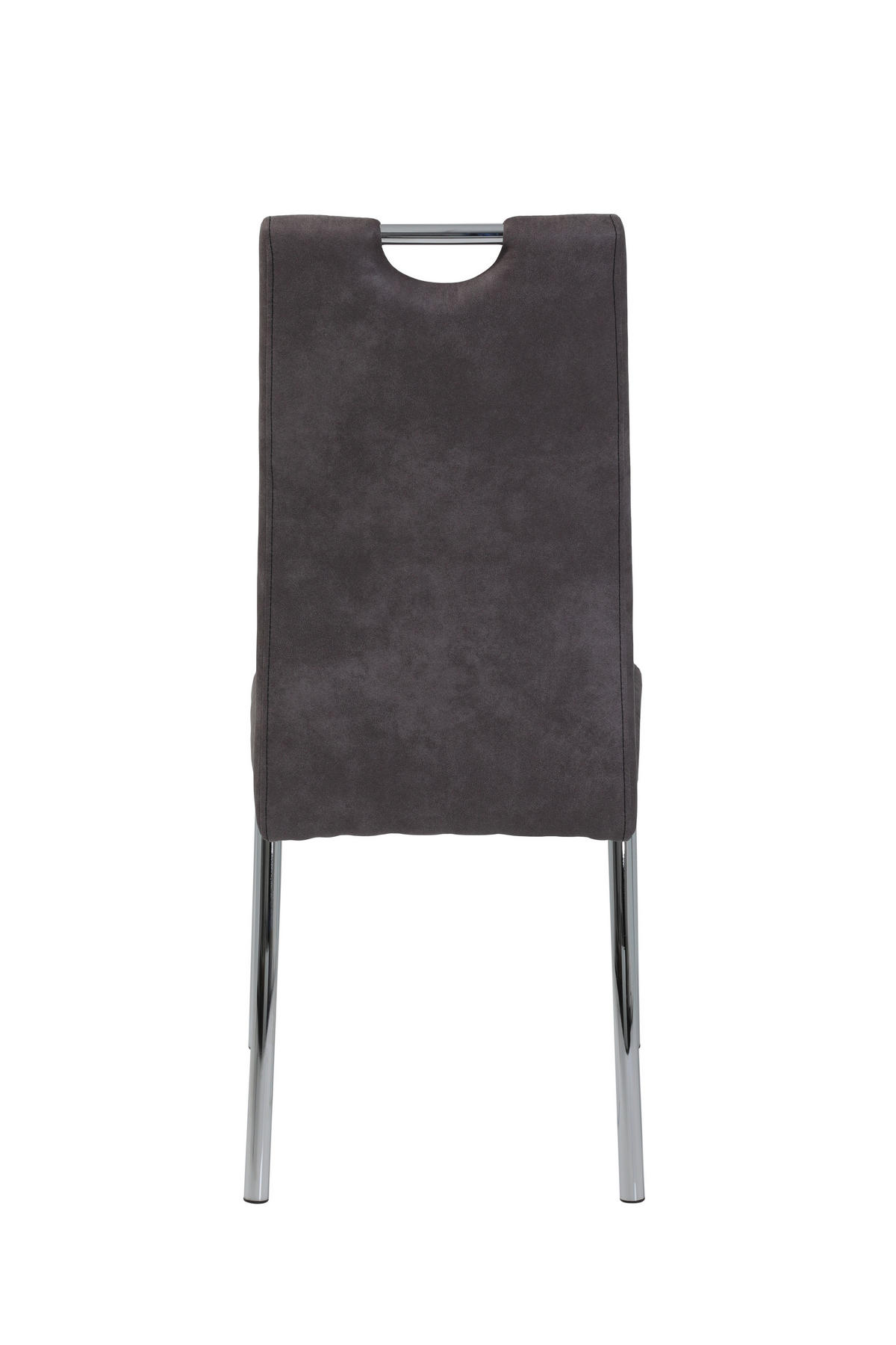STUHL-SET 2 Stück  in Stahl Mikrofaser Metall, Textil  - Chromfarben/Anthrazit, MODERN, Textil/Metall (44cm) - MID.YOU