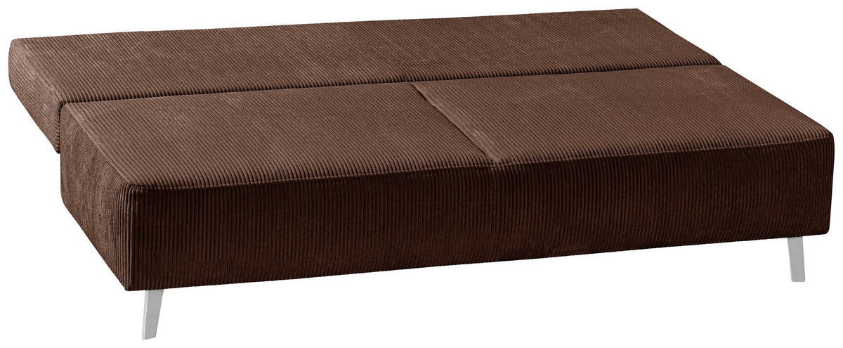 SCHLAFSOFA  mit Fußauswahl, Stoffauswahl, Rücken echt Cord Schlammfarben  - Schlammfarben, MODERN, Textil/Metall (193/85/88cm) - Novel