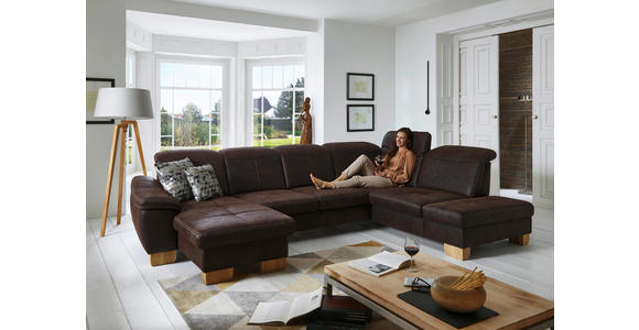 WOHNLANDSCHAFT Braun - Eichefarben/Beige, LIFESTYLE, Textil (243/342/185cm) - Voleo