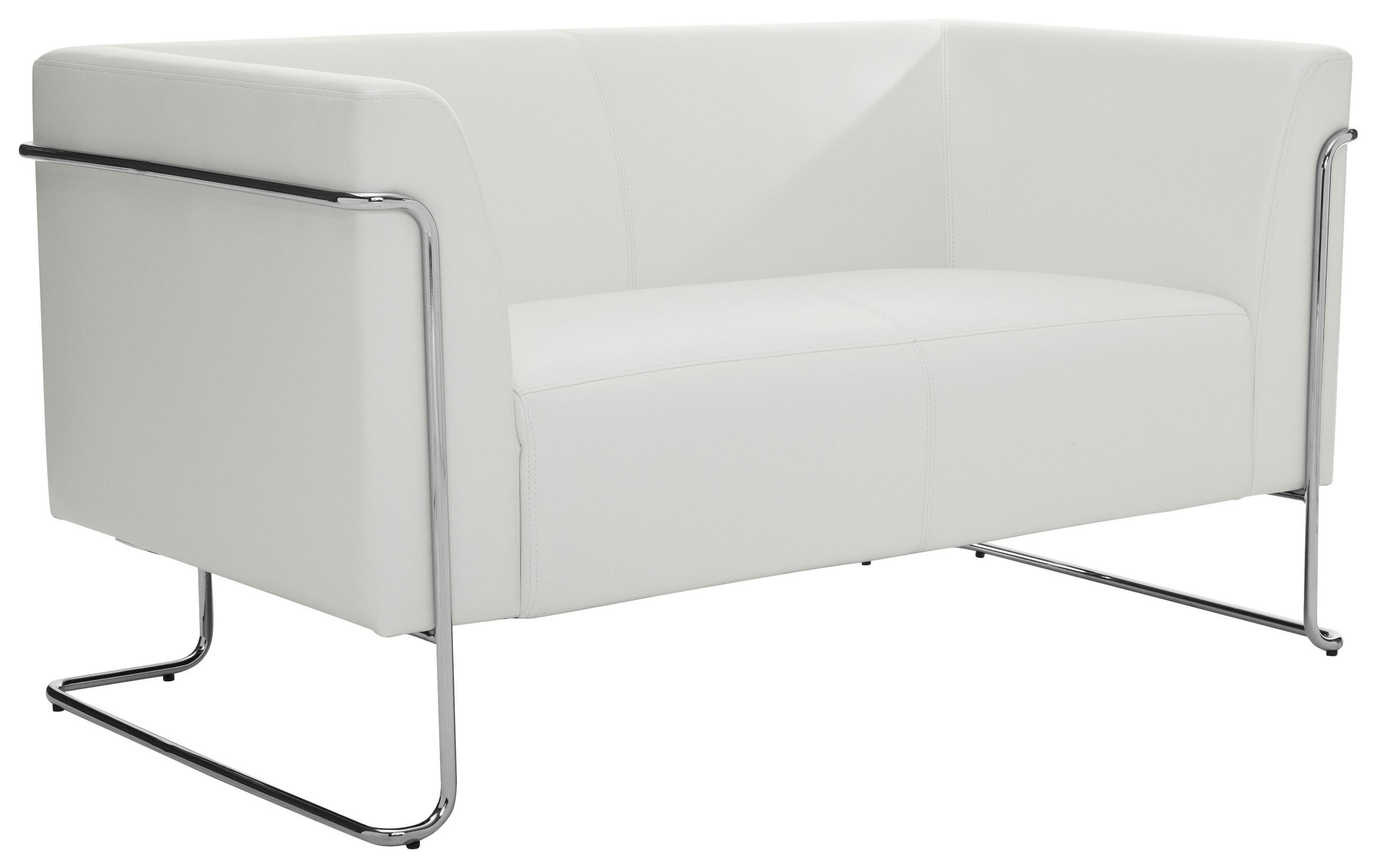 2-SITZER-SOFA in Lederlook Weiß - Silberfarben/Weiß, MODERN, Textil/Metall (130/71/74cm) - MID.YOU
