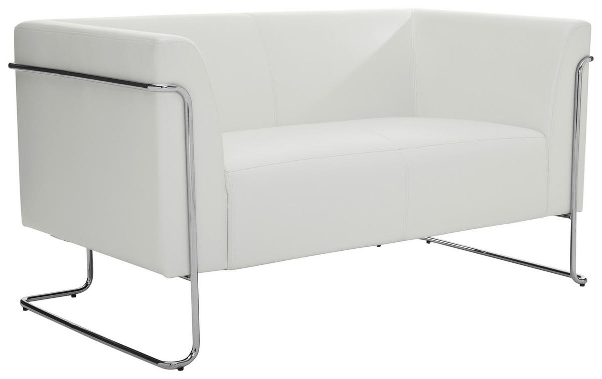 2-SITZER-SOFA in Lederlook Weiß  - Silberfarben/Weiß, MODERN, Textil/Metall (130/71/74cm) - MID.YOU