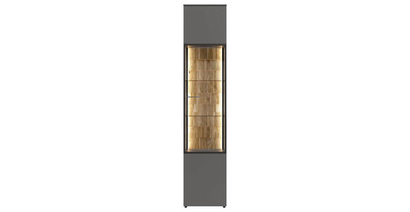 VITRINE  in massiv Eiche Grau, Eichefarben - Eichefarben/Grau, Design, Glas/Holz (45/215/42cm) - Moderano