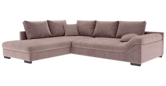 ECKSOFA Altrosa Cord Zierkissen, Rückenkissen, Rücken echt  - Schwarz/Altrosa, KONVENTIONELL, Holz/Textil (202/298cm) - Carryhome