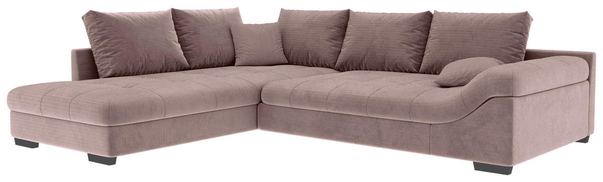 ECKSOFA in Cord Altrosa  - Schwarz/Altrosa, Konventionell, Holz/Textil (202/298cm) - MID.YOU