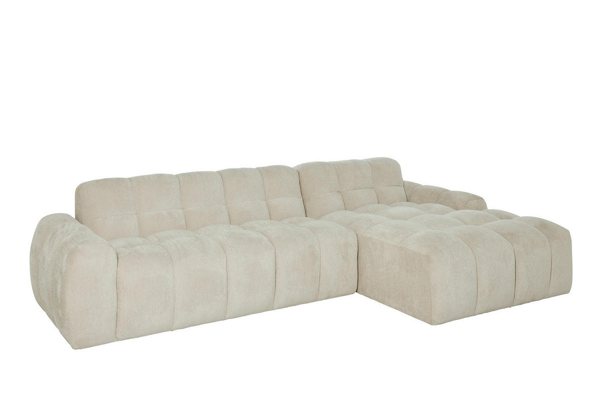 ECKSOFA RELAX BUBBLE CORNER L-R EU Beige Bouclé  - Beige/Schwarz, MODERN, Holz/Kunststoff (305/159cm) - Livetastic