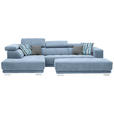 ECKSOFA  in Mikrofaser Hellblau  207/301 cm  - Chromfarben/Hellblau, Design, Textil/Metall (207/301cm) - Xora