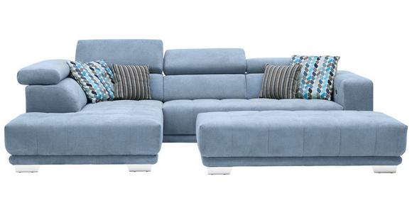 ECKSOFA  in Mikrofaser Hellblau  207/301 cm  - Chromfarben/Hellblau, Design, Textil/Metall (207/301cm) - Xora