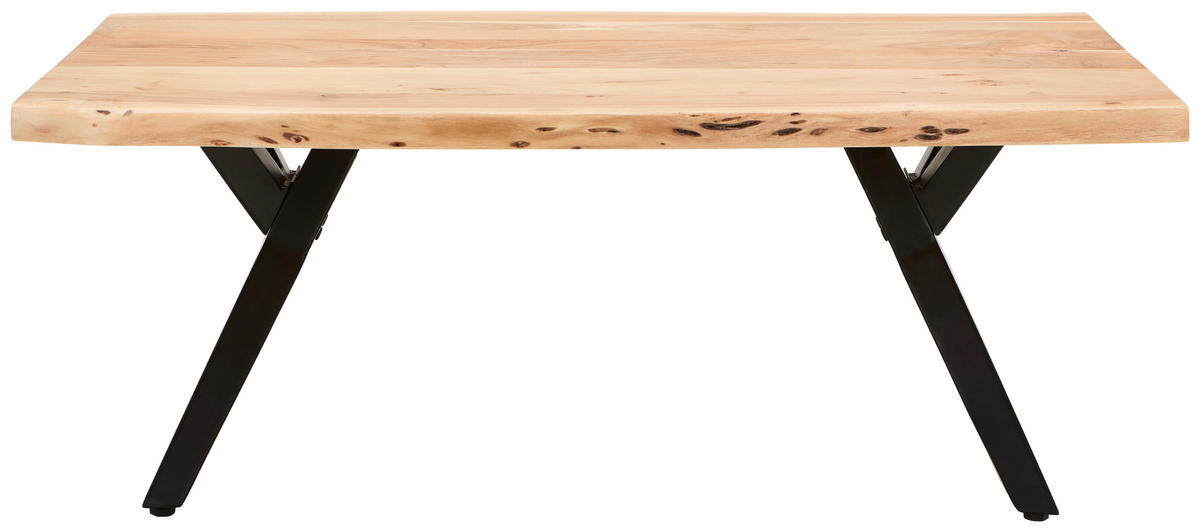 COUCHTISCH Akazie massiv 115/70/45 cm rechteckig Akaziefarben  - Schwarz/Akaziefarben, LIFESTYLE, Holz/Metall (115/70/45cm) - Landscape
