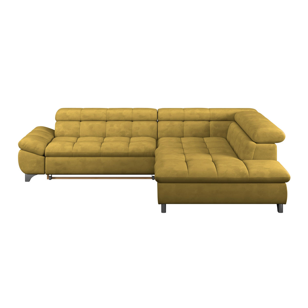 ECKSOFA Senfgelb Chenille  - Chromfarben/Senfgelb, KONVENTIONELL, Textil/Metall (312/234cm) - Livetastic