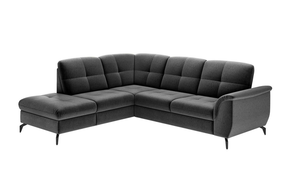 ECKSOFA in Flachgewebe Dunkelgrau  212/244 cm  - Dunkelgrau/Schwarz, MODERN, Textil/Metall (212/244cm) - Sit & More