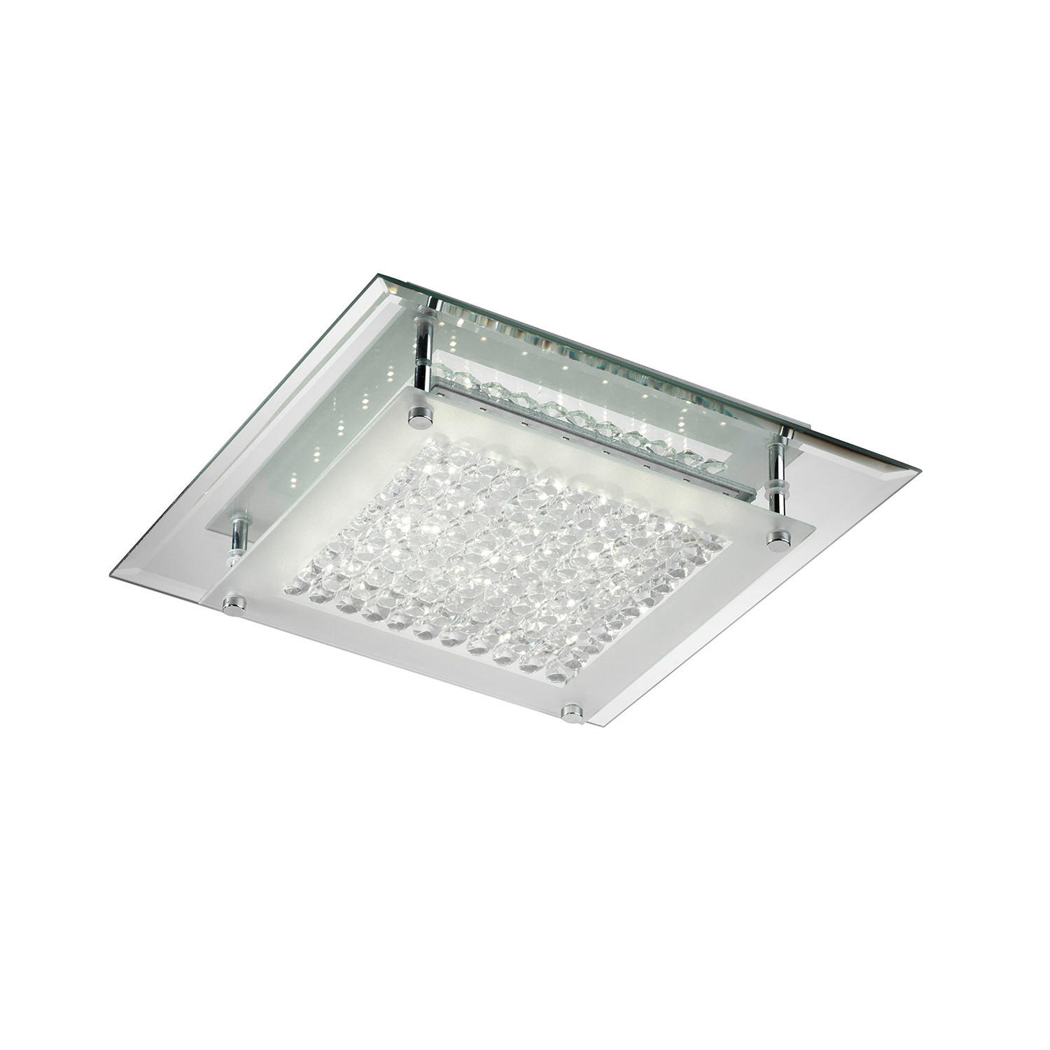 LED-DECKENLEUCHTE 28/28/7 cm   - Klar/Chromfarben, Design, Glas/Metall (28/28/7cm)