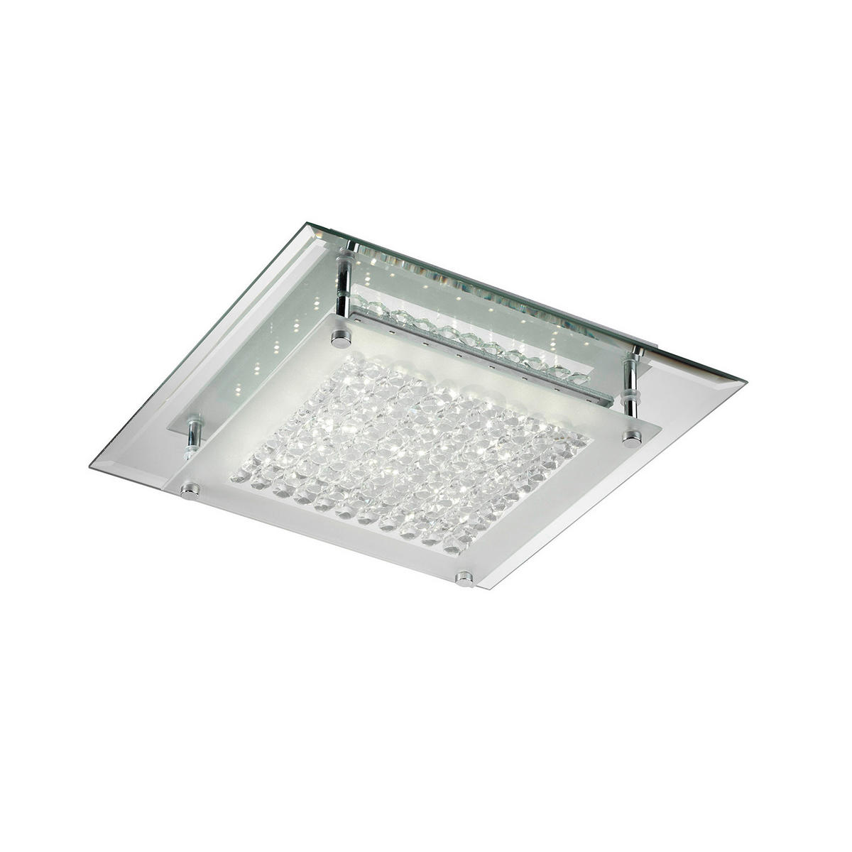 LED-DECKENLEUCHTE 1015 ANTILIA 28/28/7 cm   - Klar/Chromfarben, Design, Glas/Metall (28/28/7cm)