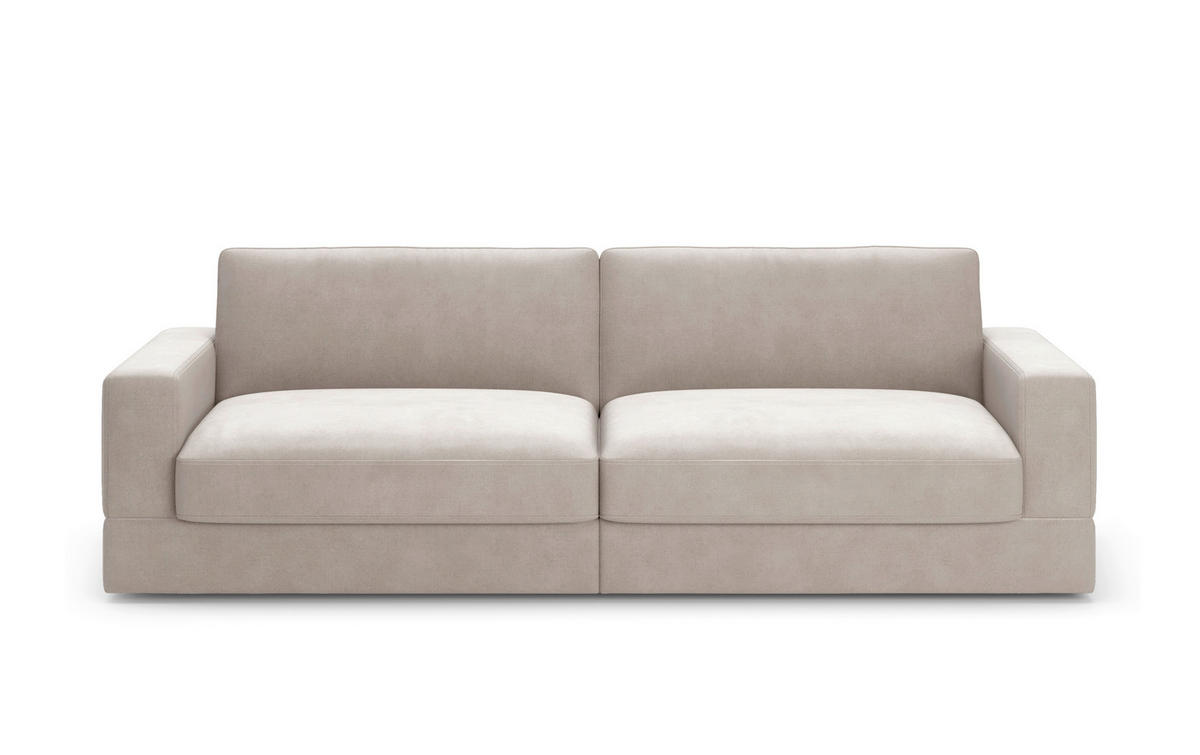 BIGSOFA FABIO E Flachgewebe Greige  - Greige/Schwarz, MODERN, Kunststoff/Textil (264/87/108cm) - Sit & More