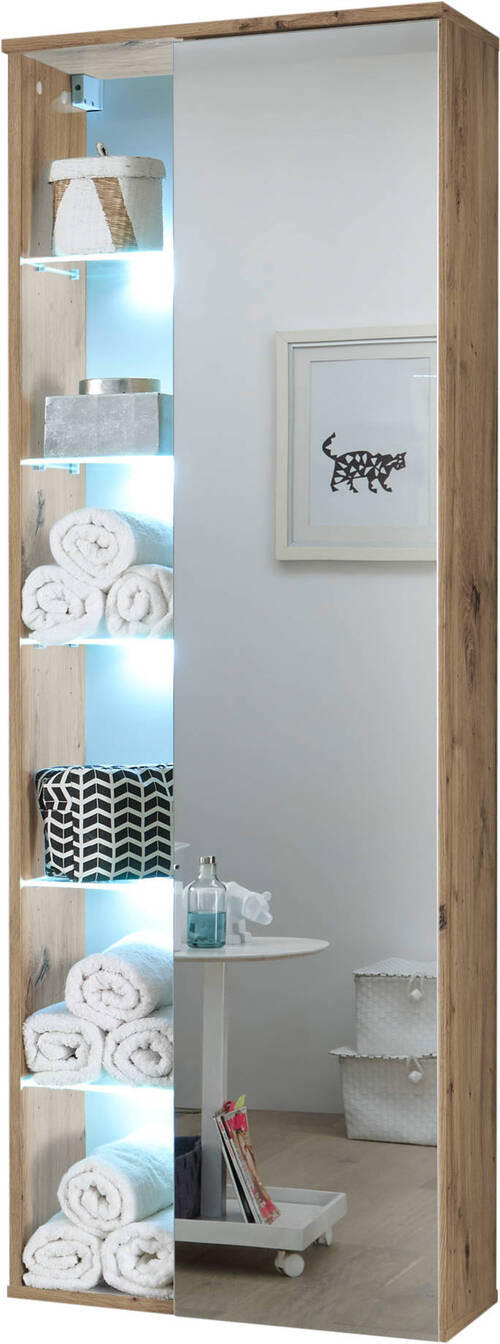 HOCHSCHRANK 55/160/30 cm  - Eichefarben, Natur, Glas/Holzwerkstoff (55/160/30cm) - Xora
