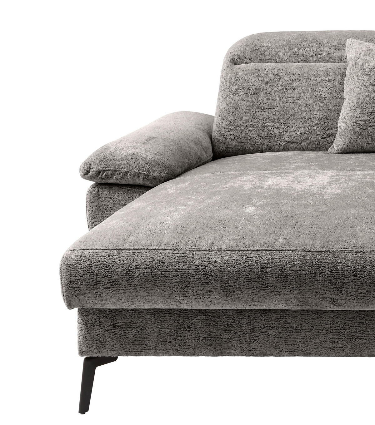 ECKSOFA Struktur Anthrazit  - Anthrazit/Schwarz, Konventionell, Textil/Metall (178/300cm) - Livetastic