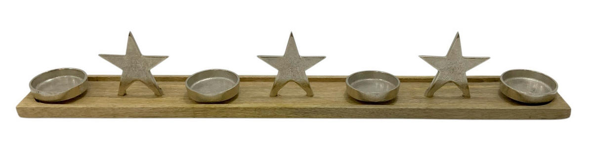 ADVENTSKERZENHALTER  - Silberfarben/Braun, LIFESTYLE, Holz/Metall (76cm) - X-Mas