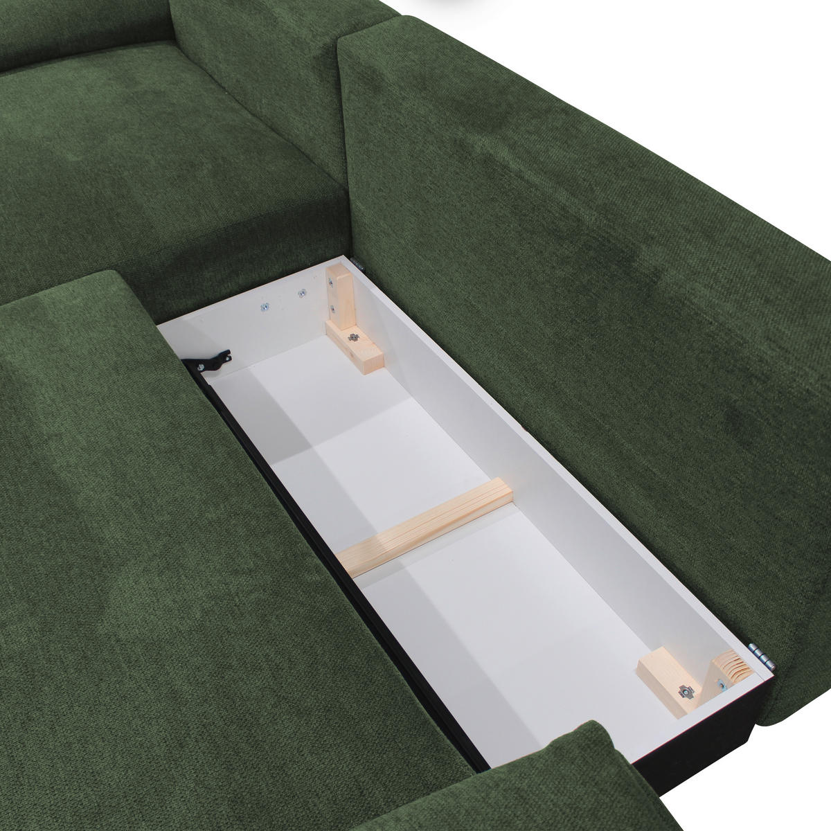 ECKSOFA in Webstoff Grün  192/260 cm  - Schwarz/Grün, Design, Textil/Metall (192/260cm) - MID.YOU