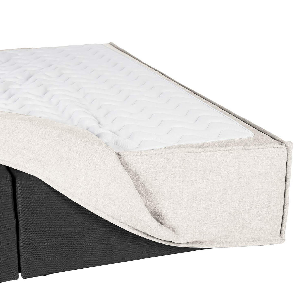 BOXSPRINGBETT 180/200 cm  in Creme  - Creme/Schwarz, Design, Textil (180/200cm) - home24