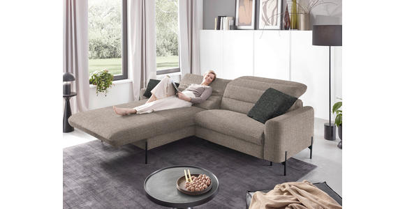ECKSOFA in Flachgewebe Hellbraun 191/252 cm - Hellbraun/Schwarz, Design, Textil/Metall (191/252cm) - Dieter Knoll