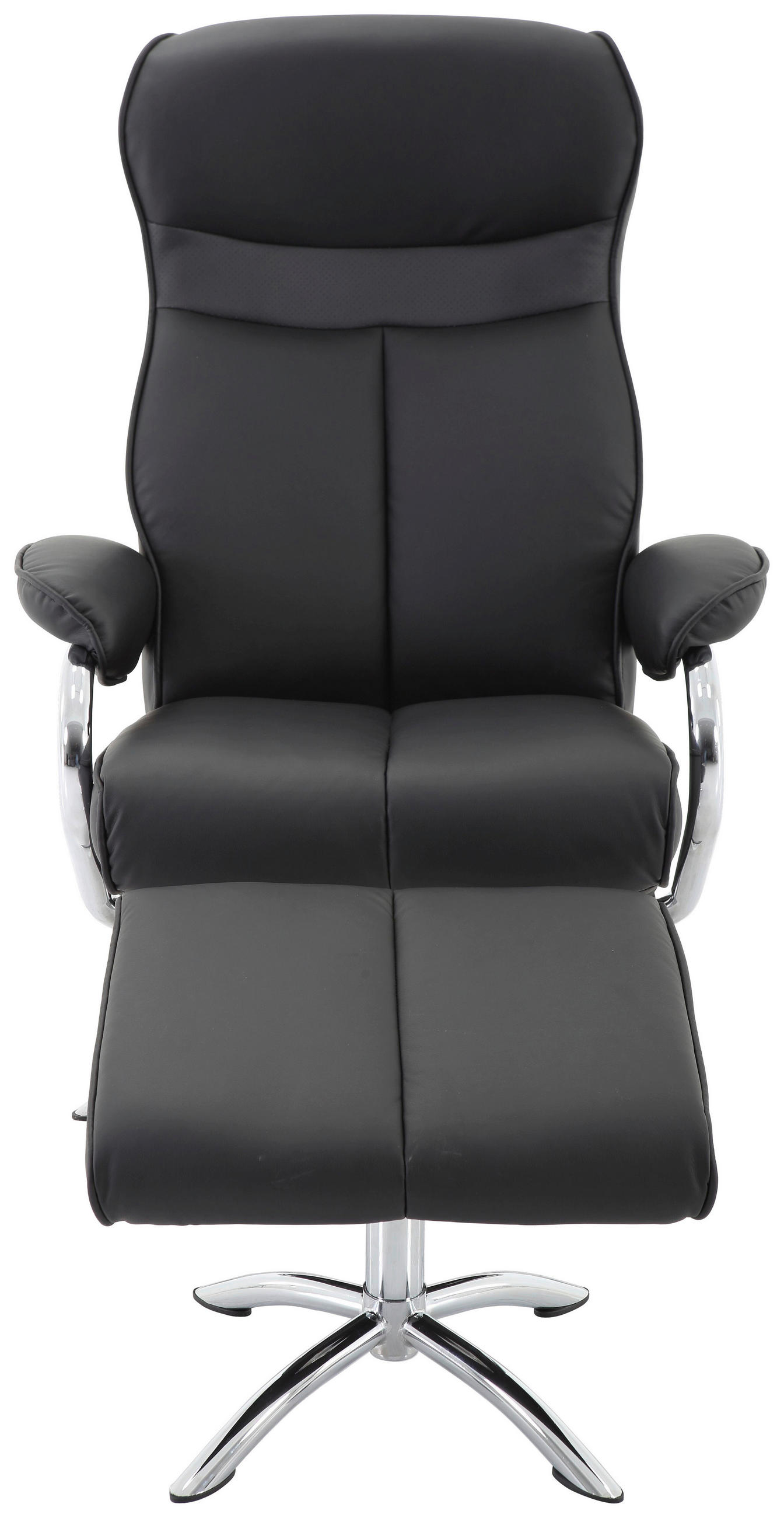 RELAXSESSELSET Lederlook Hocker    - Chromfarben/Schwarz, Design, Textil/Metall (76/107/106cm) - Livetastic