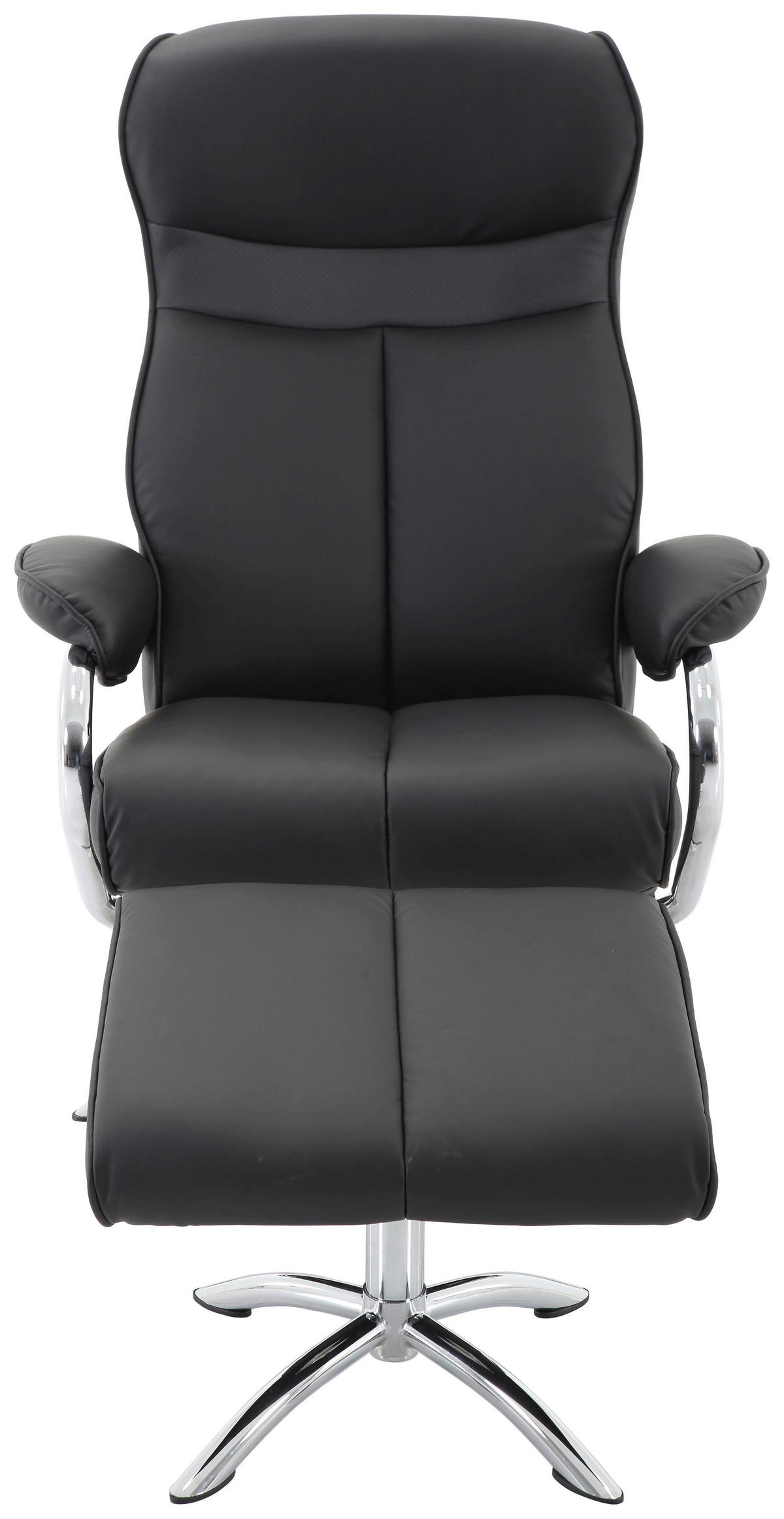 RELAXSESSELSET Lederlook Hocker    - Chromfarben/Schwarz, Design, Textil/Metall (76/107/106cm) - Livetastic