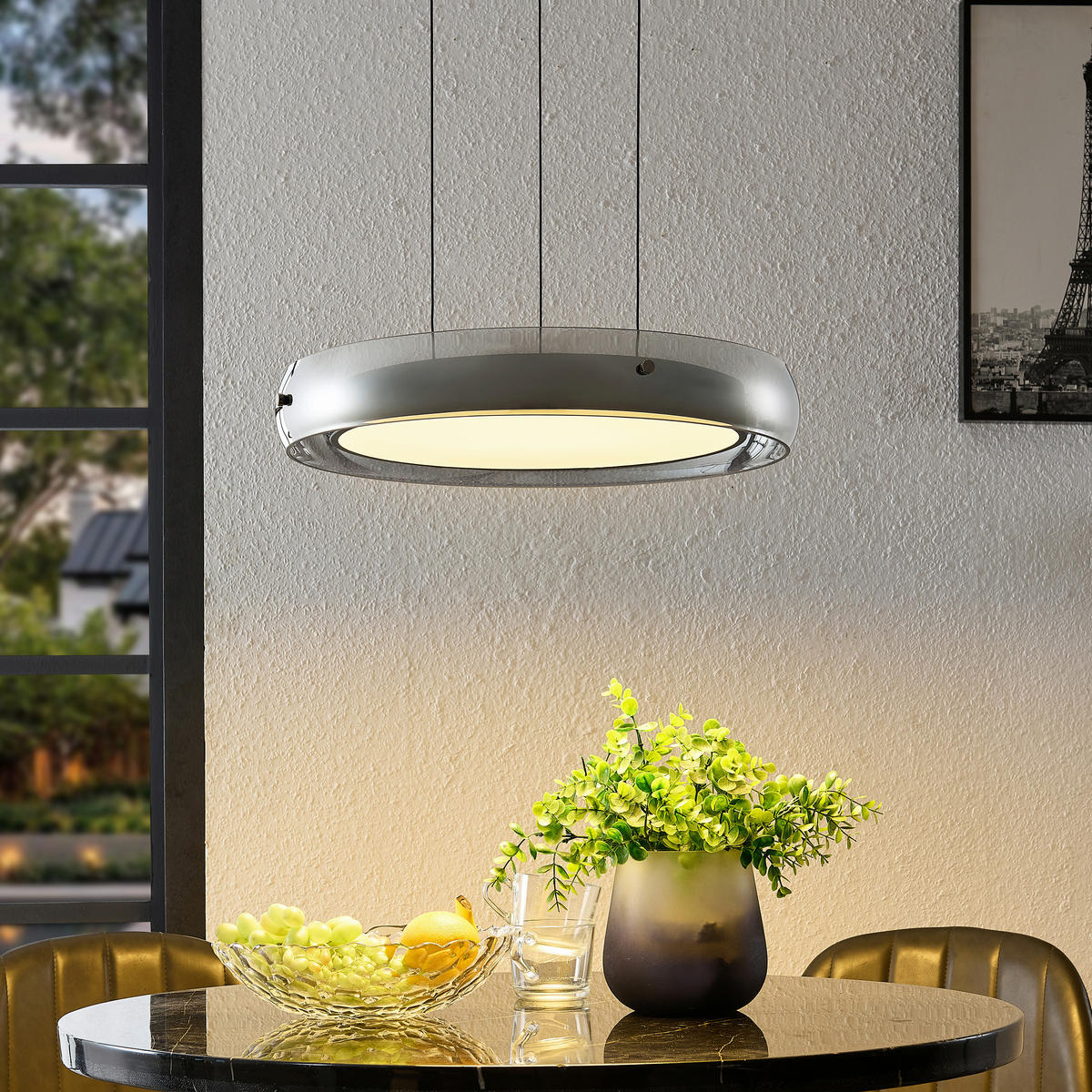 LED-HÄNGELEUCHTE Homam 50/20-150 cm   - Schwarz/Grau, Basics, Glas/Kunststoff (50/20-150cm) - Dieter Knoll