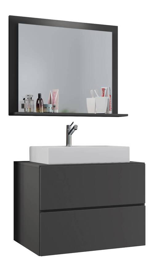 BADEZIMMER 3-teilig in 60 cm - Weiss/Anthrazit, Modern, Keramik/Holzwerkstoff (60cm) - MID.YOU
