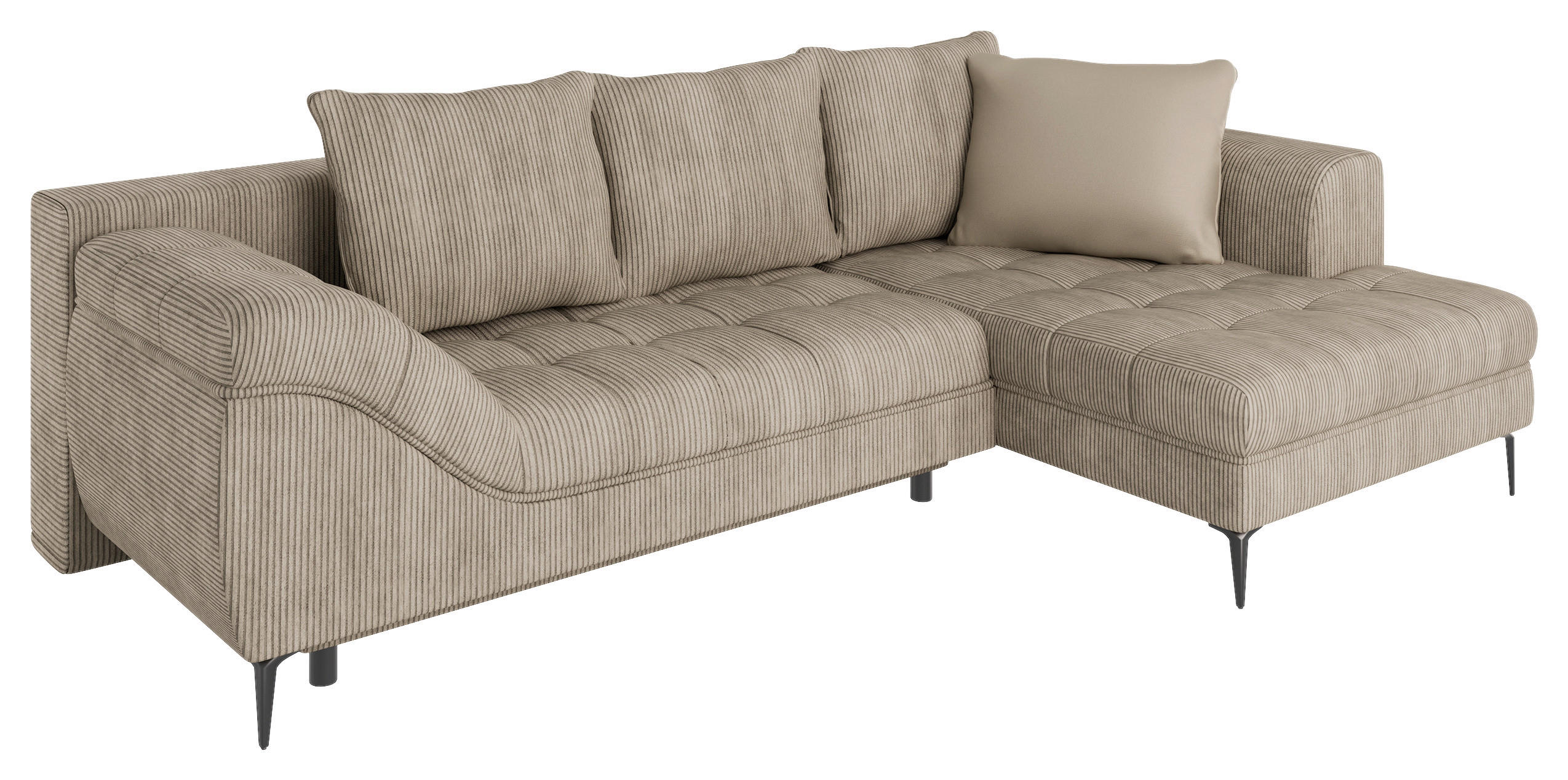 ECKSOFA Taupe Cord  - Taupe/Schwarz, Design, Textil (276/177cm) - MID.YOU