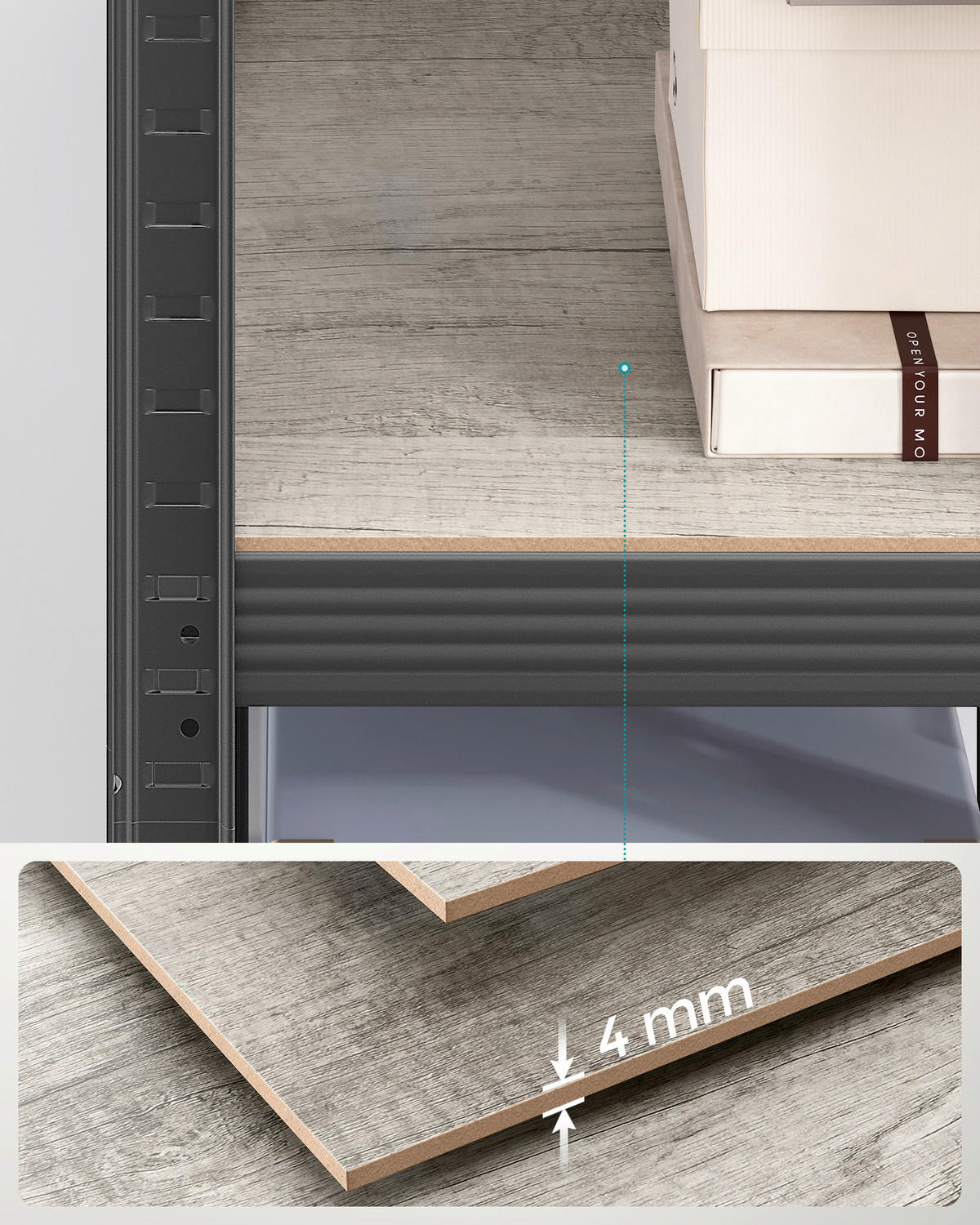 REGÁL NA TĚŽKÉ NÁKLADY - černá/šedobéžová, Basics, kov/kompozitní dřevo (37/150/37cm)