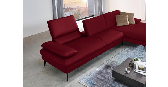 ECKSOFA in Echtleder Dunkelrot 325/157 cm - Schwarz/Dunkelrot, Design, Leder/Metall (325/157cm) - Dieter Knoll