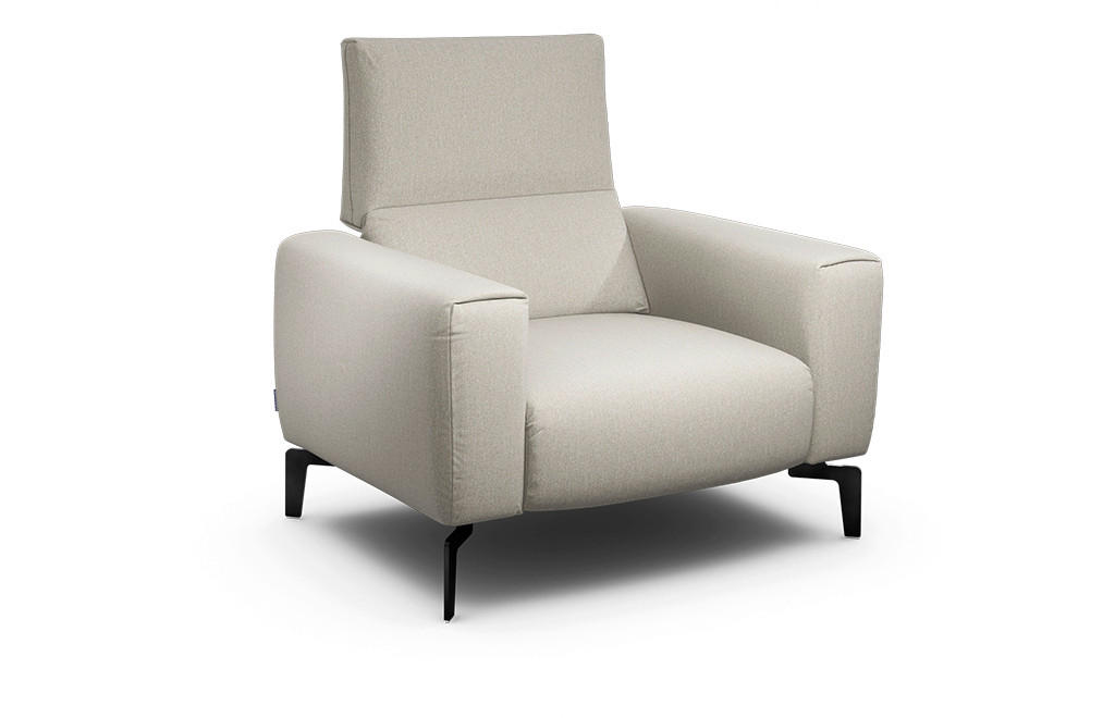 SESSEL Chenille Naturfarben    - Schwarz/Naturfarben, Design, Textil/Metall (110/85/86-94cm) - SENSOO