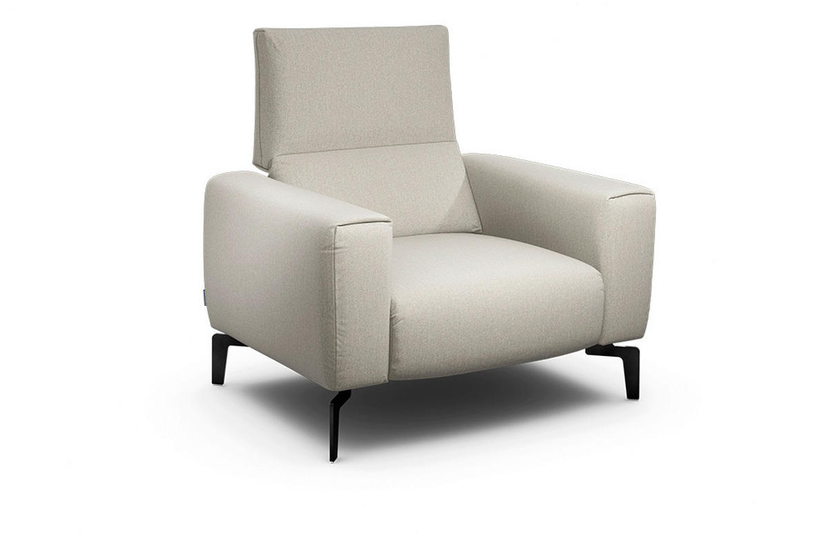 SESSEL Chenille Naturfarben    - Schwarz/Naturfarben, Design, Textil/Metall (110/85/86-94cm) - SENSOO