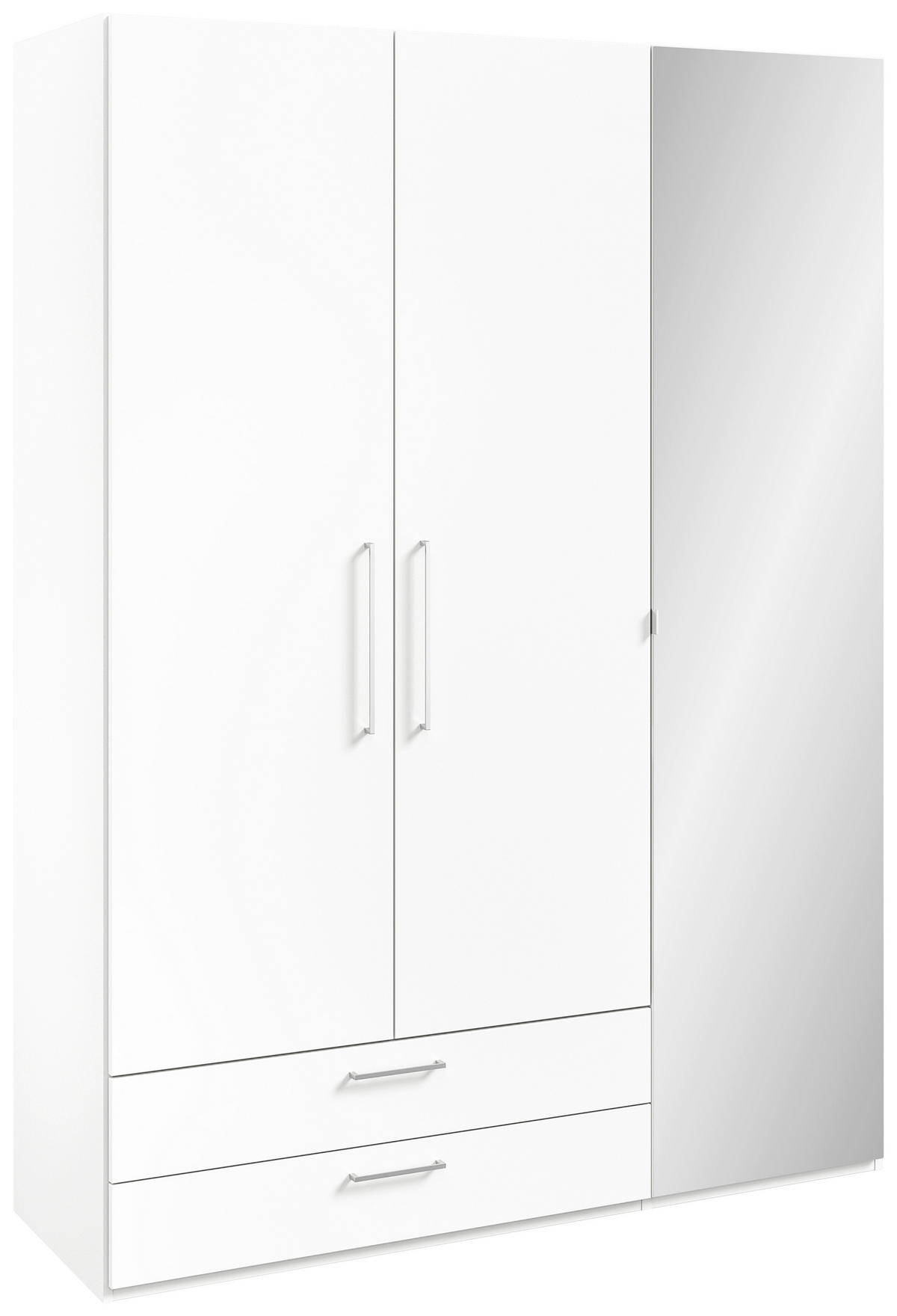 KLEIDERSCHRANK in Weiss  - Weiss/Edelstahlfarben, Design, Glas/Holzwerkstoff (151,3/213,6/59,3cm) - Cantus
