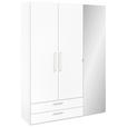 KLEIDERSCHRANK in Weiß - Edelstahlfarben/Weiß, Design, Glas/Holzwerkstoff (151,3/213,6/59,3cm) - Cantus