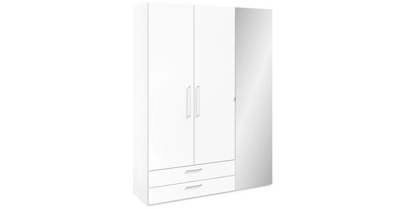 KLEIDERSCHRANK in Weiß - Edelstahlfarben/Weiß, Design, Glas/Holzwerkstoff (151,3/213,6/59,3cm) - Cantus