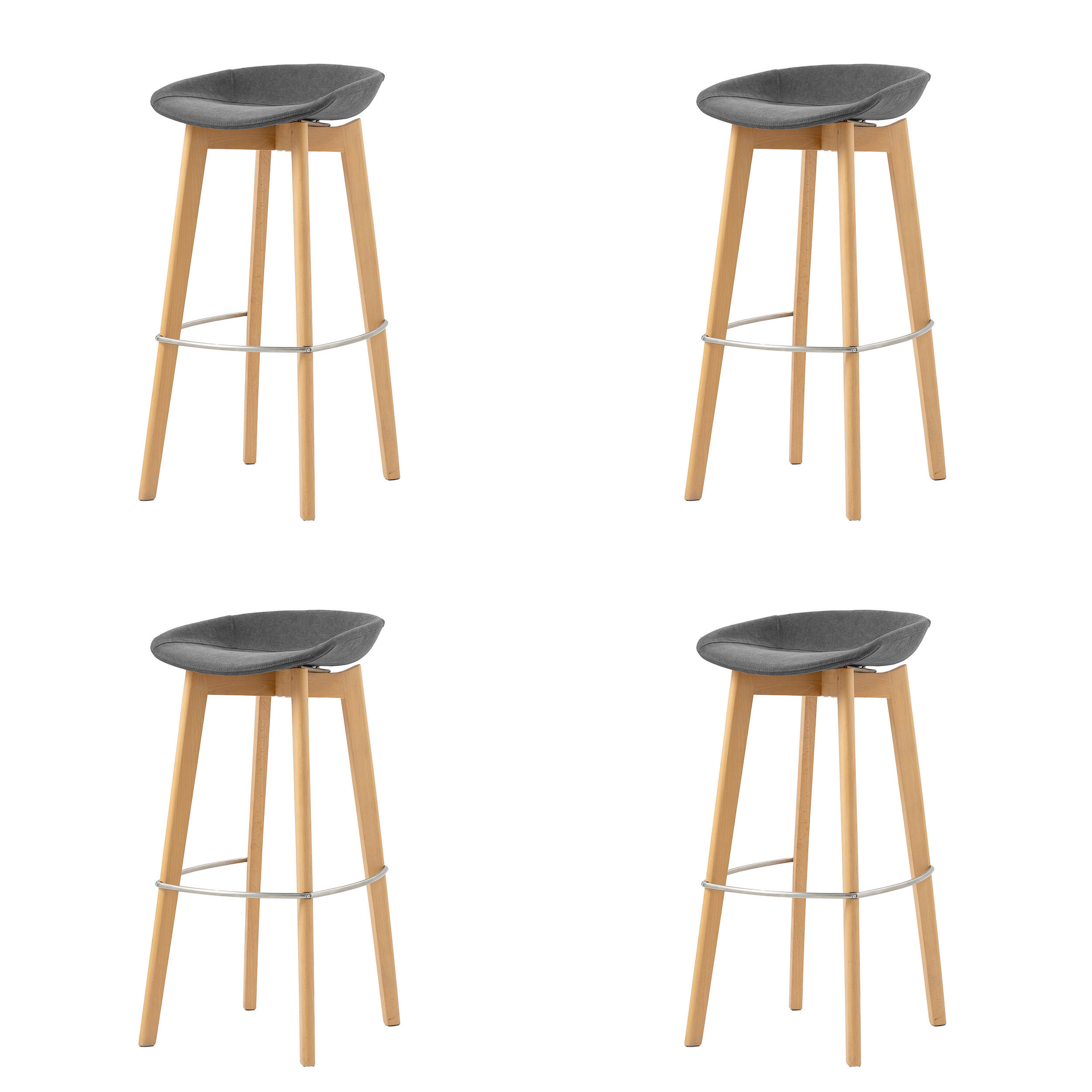 BARHOCKER-SET in Dunkelgrau  - Dunkelgrau, MODERN, Holz/Metall (44,5/90/46cm) - MID.YOU