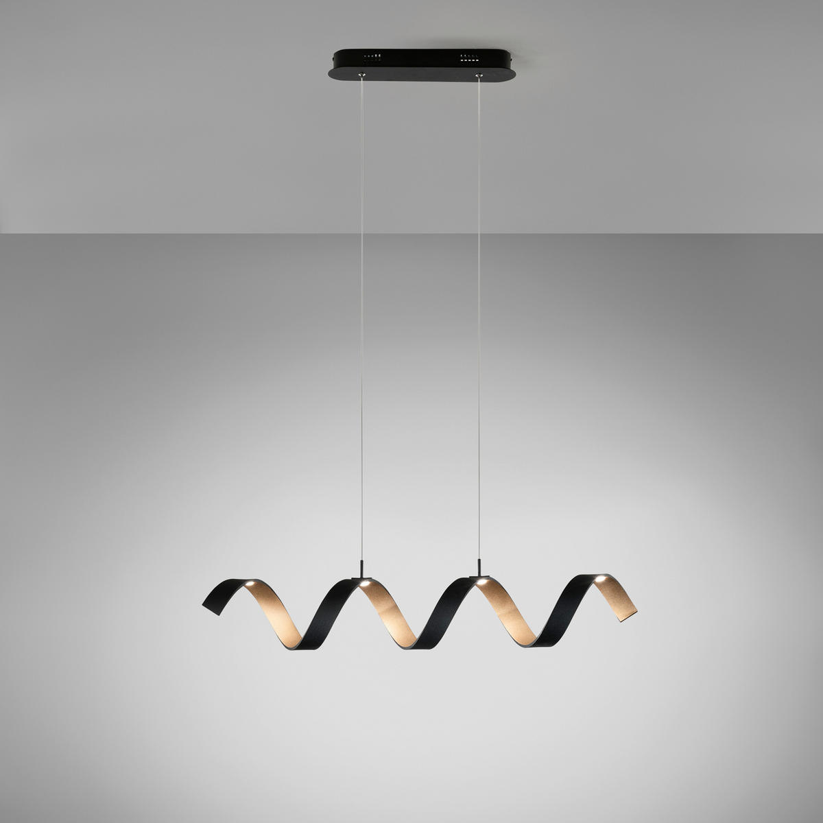LED-HÄNGELEUCHTE Luce Ambiente e Design 80/13,5/120 cm   - Goldfarben/Schwarz, Design, Kunststoff/Metall (80/13,5/120cm)