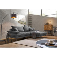 ECKSOFA PRATO Graubraun Webstoff  - Graubraun/Schwarz, MODERN, Textil/Metall (292/176cm) - MID.YOU