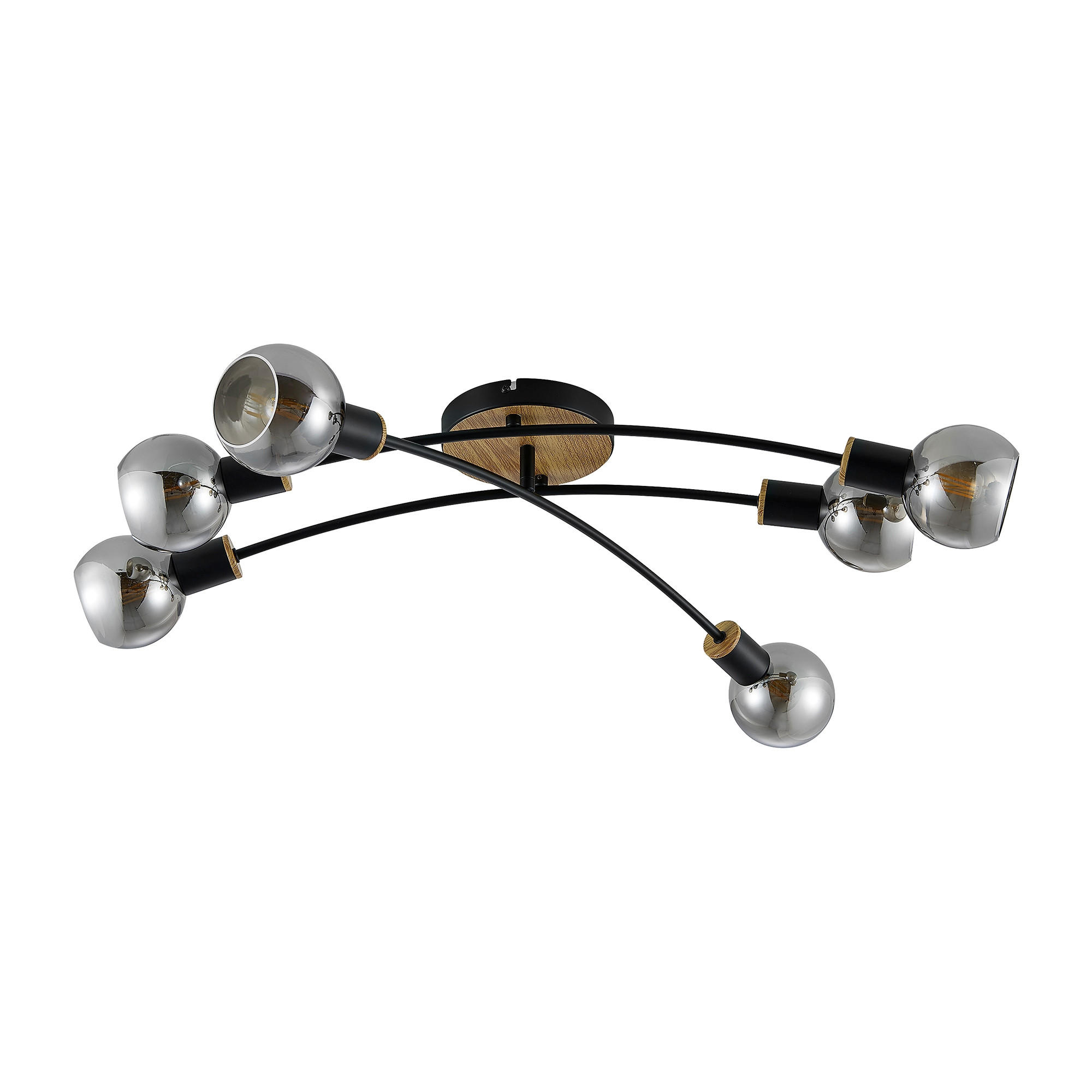 Plafonieră    84/72/18 cm  - culoare lemn frasin/negru, Basics, sticlă/metal (84/72/18cm) - Novel