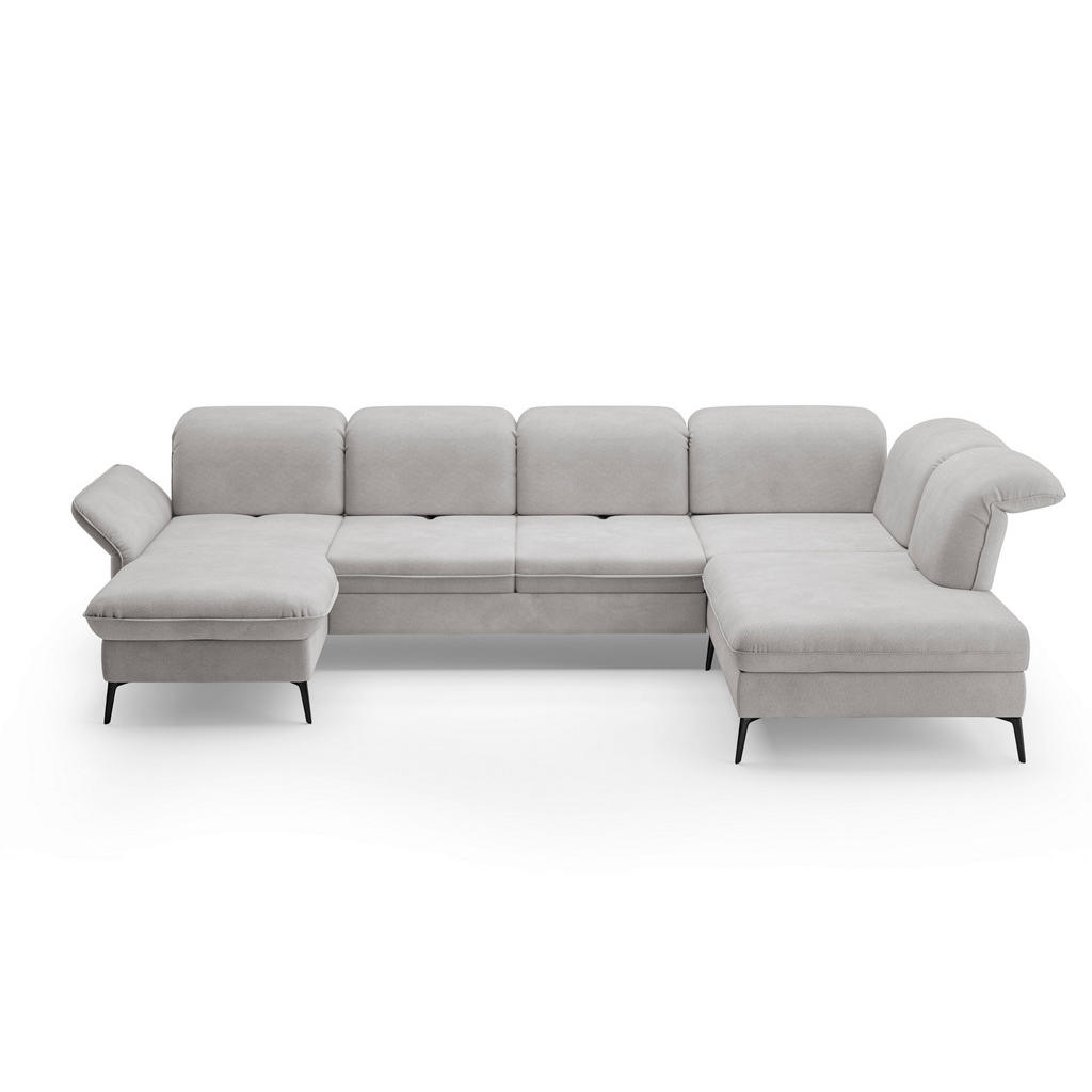 Thumbnail - Sit & More Wohnlandschaft, Silber, Textil, 7-Sitzer, Ottomane rechts, U-Form, 359x231 cm, Goldenes M, Oeko-Tex® Standard...